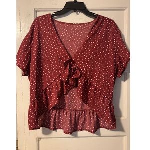Polka Dot crop high low blouse, New without tags